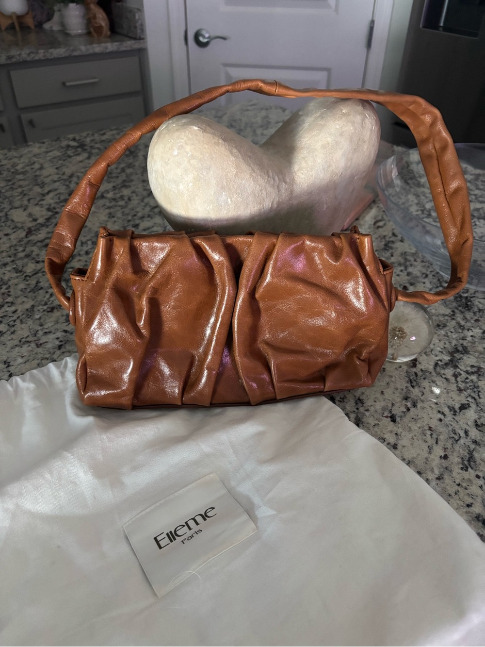 Elle Paris Tan Ruched Shoulder Bag